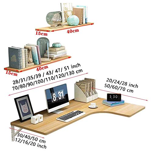 Table murale pliante d'angle bureau ordinateur L 2 étagères - 7