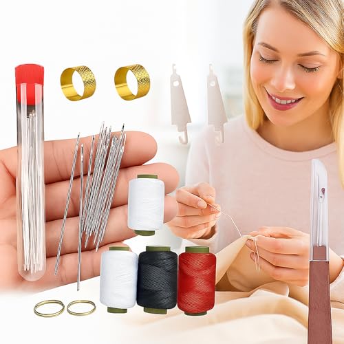 37 peças Sewing Tool Set - Needles Thread Hand Repair Tools, Threader portátil e Hand Sewing Needles Set, adequado para todo o tecido e Ge Zongo, Everything You Need in One Kit (2 conjuntos)
