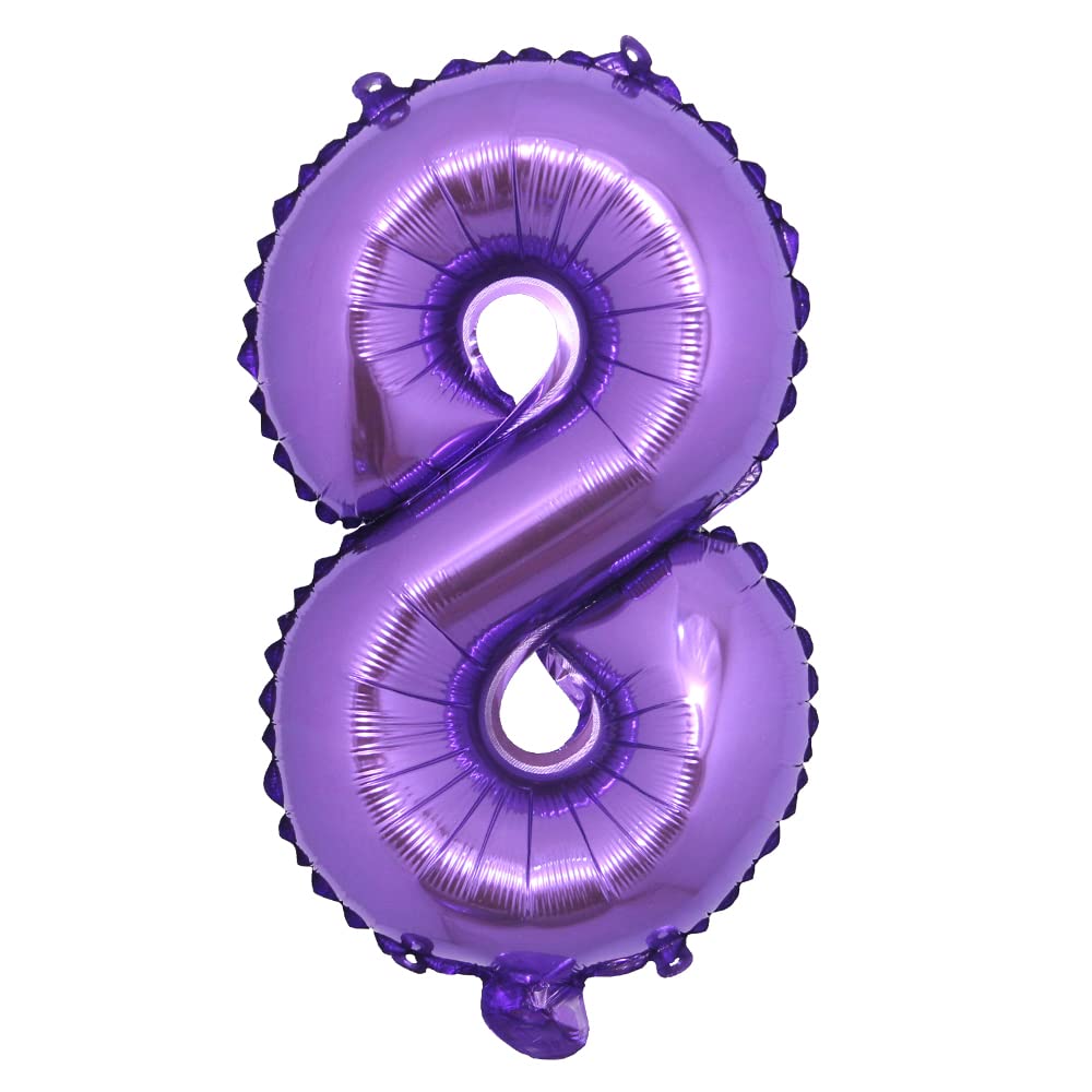 Photo 1 of 16 inch Purple Alphabet Letter and Number Balloons Set Package, Aluminum Hanging Foil Film Banner Mylar Balloon for Birthday Party Decoration Custom Word (A-Z, 0-9) (16 Inch Purple 8)