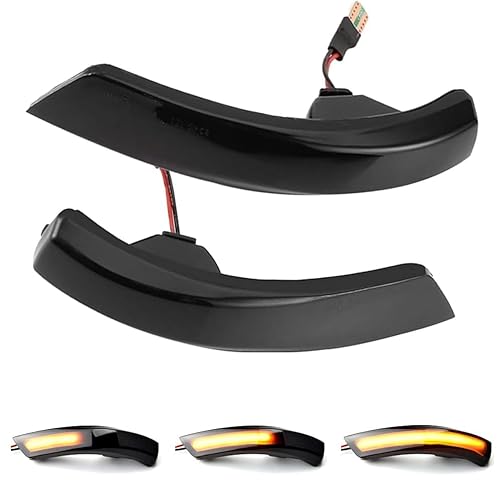 Yoegerery 1 Par Luces de giro indicadoras intermitentes dinámicas para F-ord f-ocus mk2 mk3 2008-2016 mondeo mk4 2011-2015 (Negro)