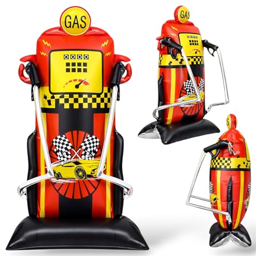 Image of Party Warehouse Racing Car Gas Standee Balloon for Kids Birthday Party Decoration|Large (XL) size Self Standing Foil Balloon| Car Theme & Birthday party supplies|Boys Birthday, Racing Theme Decoration