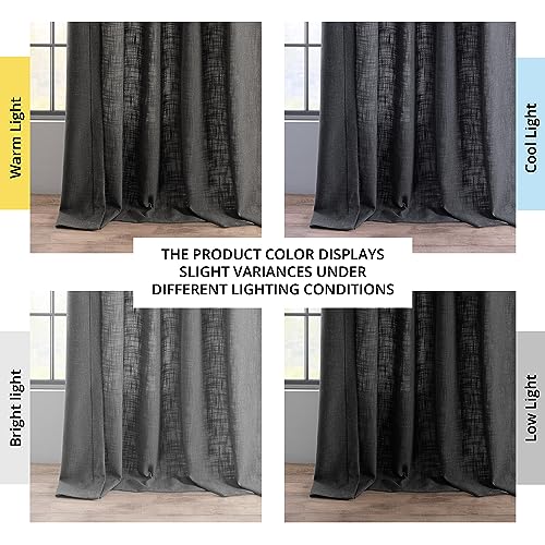 Image of HPD Half Price Drapes Heavy Faux Linen Light Filtering Curtains for Bedroom 96 Inches Long (1 Panel) - Rod Pocket Curtains for Living Room - Window Curtains Home Decor - 50 X 96, Slate Grey