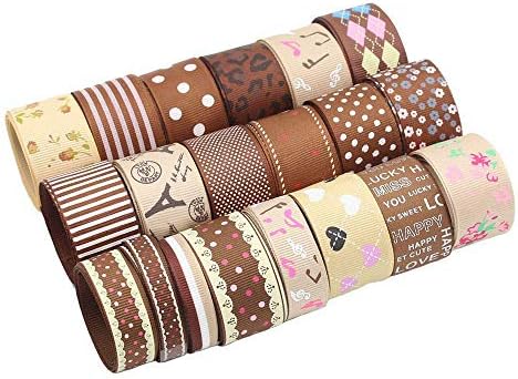 12y/lot Approx 6-25mm Random Assortment Grosgrain Ribbon (Range Mixed 6 Khaki)