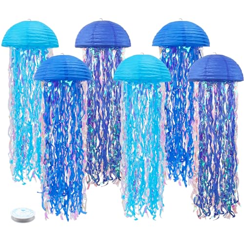 zilue Mermaid Birthday Decorations, Jellyfish Paper Lanterns for Mermaid Party Baby Shower Under The...
