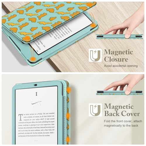 Image of Fintie Case for 7 inch /6.8 inch Kindle Paperwhite(12th /11th Generation-2024 /2021) and Kindle Colorsoft Signature Edition -Slim Foldable Stand Cover Auto Wake /Sleep for Paperwhite 2024, Dino Nuggets