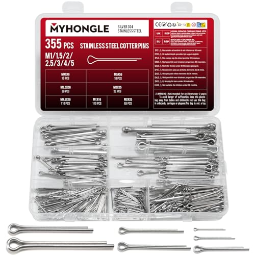 355 Stück Splinte Sortiment Sicherungssplint Klappsplinte Sortiment Edelstahl Federstecker Splinte Set Federsplinte Clips Karosserie Clips für Autos Wohnmobile Gartengeräte