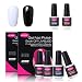 CLAVUZ Black and White Gel Nail Polish with Base Top Coat Nail Polish Kit Fashion Art Manicure Nail Starter Set DIY at Home 4pcs
