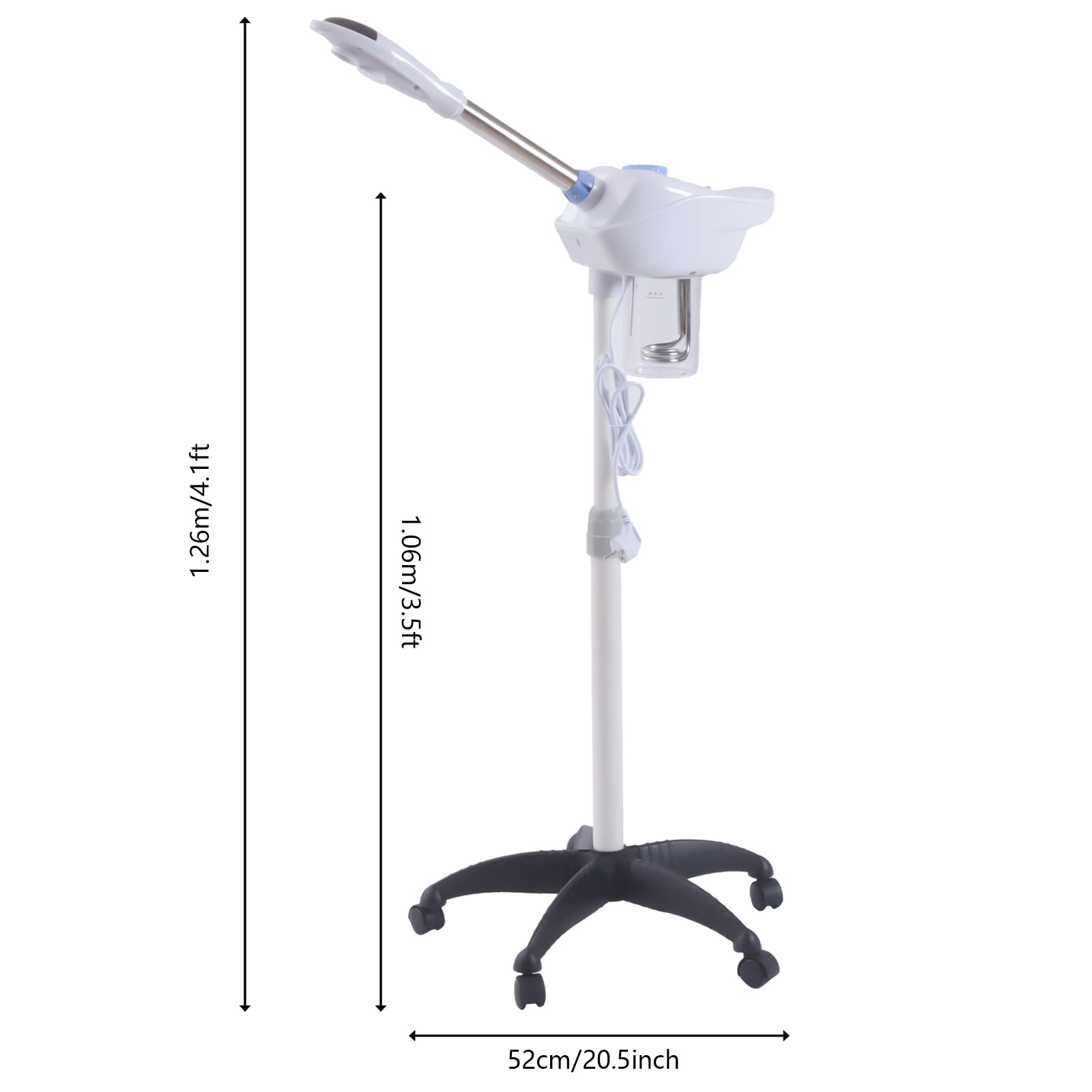 Ozon Ionic Facial Steamer Mobile Vapozon Bedampfer DampfgeräT Spa Salon Gesichtssauna Verdampfer Kosmetikstudio Maschine Ozone Gesichtsdampfer SpritzgeräT Drehbare Peeling GeräT HeißSpray Vaporizer