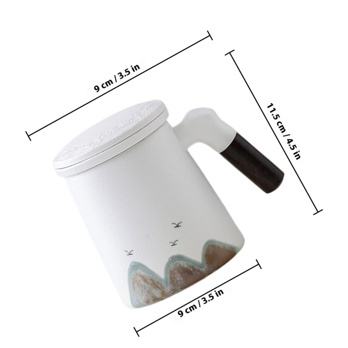 jojofuny Taza de Cerámica con Asa Cómoda para Filtrar Té en Hoja con Infusor y Tapa Taza para Infusiones Adecuada para Escritorio y Oficina