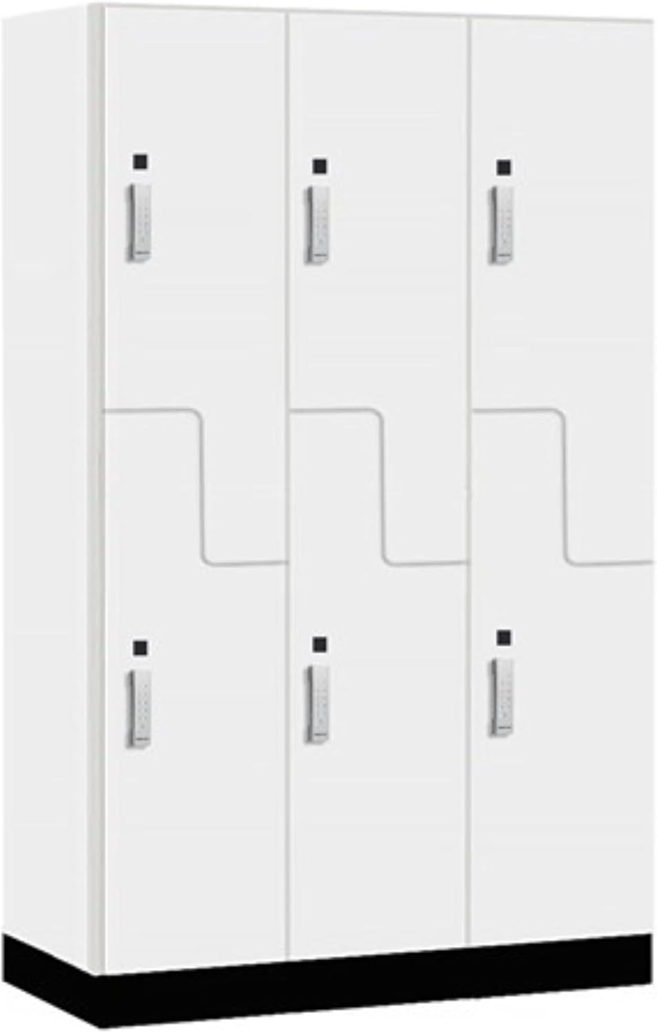 Salsbury Industries 15" Wide Premier Wood Locker-Double Tier 'S' Style-3 Wide-6 Feet High-18 Deep-Arctic White-Silver Electronic Locks