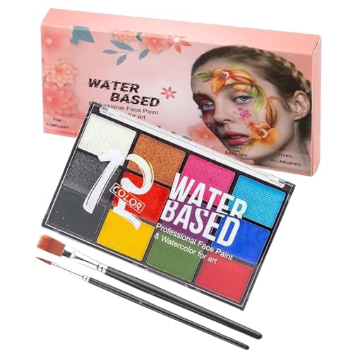 Barley Direct Halloween Gesichtsfarbe Kinderschminke Set, 12 Farben Schminkfarben Schminkpalette Set, Face Body Paint Schminkset ,Faschingsschminke Theaterschminke für Kinder