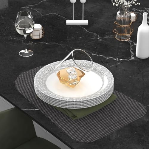 Image of Castleite Piccolo Melamine Plates Set of 6 - Break Resistant, Round Designer Plate for Eating or Serving in Home, Kitchen Use or Cafe, Stainless (Ivory Bloom, Quarter Plate 6 Pcs)