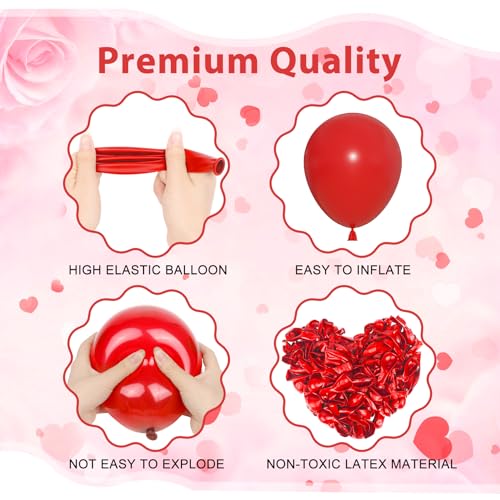 Image of Ouddy Life 157Pcs Red Balloons Arch Garland Kit, Red Latex Balloon Different Sizes for Women Girls Mother's Day Bachelorette Wedding Anniversary Birthday Party Decorations