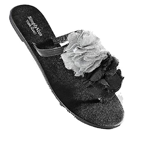 Simply Vera Vera Wang Pom-Pom Flip-Flops (L) Black