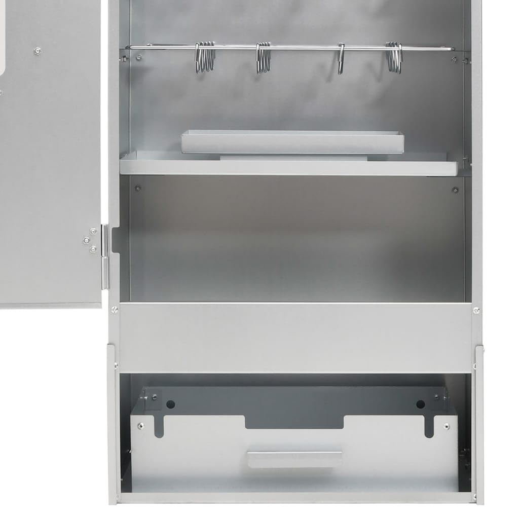 Homgoday Verzinkter Stahl Räucherofen mit Tisch - Outdoor-Grill für Fleisch, Fisch & Würstchen - 44,5 x 29 x 110 cm - Für Garten & Camping Model3187615