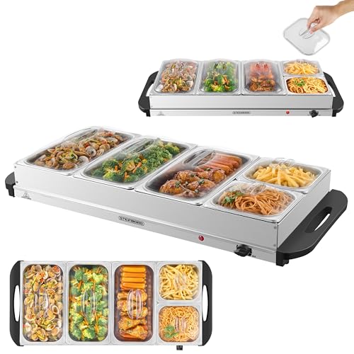 Steinborg® Buffetwärmer XXL elektrische Warmhalteplatte mit Deckel Speisewärmer 450 Watt 5 Speisebehälter Buffet Wärmer Speisenwärmer Chafing Dishes Buffet & Catering 10 Liter Steinborg® Buffetwärmer XXL elektrische Warmhalteplatte mit Deckel Speisewärmer 450 Watt 5 Speisebehälter Buffet Wärmer Speisenwärmer Chafing Dishes Buffet & Catering 10 Liter