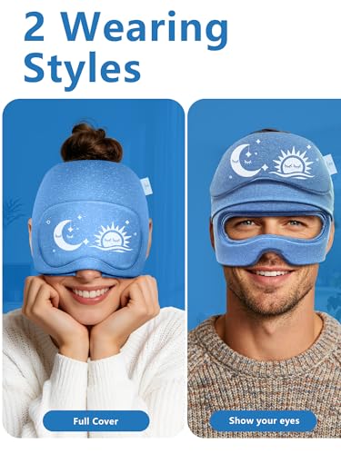 Migraine Relief Cap & Eye Mask Headache Relief Cap, Ice Face Mask, Cold Compress Head Wrap for Tension Headache Relief (Blue) — view 4