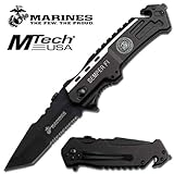 1 X USMC Elite Tactical 'Semper Fi' Rescue Folder Knife - Black Tanto Blade