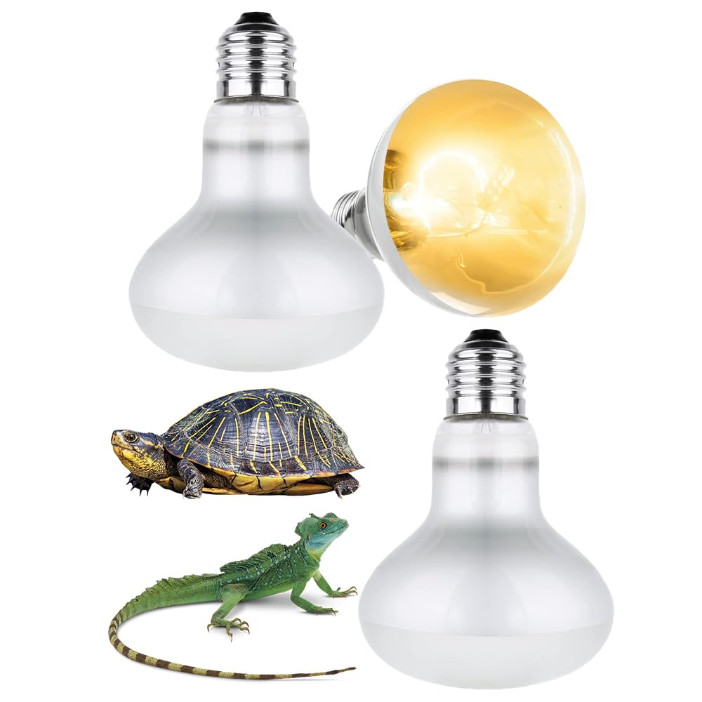 Lotvic 3 Pack 100W Reptile Heat Lamp, E27 Heat Lamp Bulb for Reptiles Daylight Basking Spot Lamp, Tortoise Heat Lamp Bulb