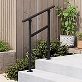 Hand Rails for Outdoor Steps,1-2 Step Railing for Stairs,Adjustable Porch Railing,Hand Rails for Seniors,Outdoor Deck Handrails for Exterior Steps,Black