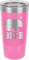 Vista 11 de BEAR DEER BEER BLACK Vaso de bebida de 20 onzas con pajita Taza de viaje grabada con láser Comparar con Yeti Rambler Idea de regalo para papá