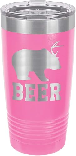 Miniatura 11 de BEAR DEER BEER BLACK Vaso de bebida de 20 onzas con pajita Taza de viaje grabada con láser Comparar con Yeti Rambler Idea de regalo para papá