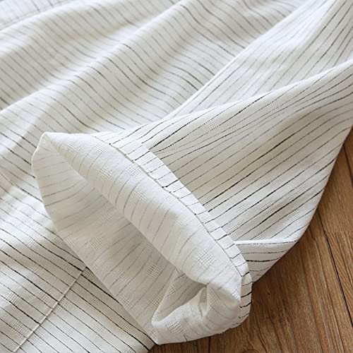Image of SIQITECHNO Men Summer Kimono Bathrobe Long Cotton Yukata Woven Striped Pajamas Loungewear Mens Bathrobe Sleepwear Nightgown
