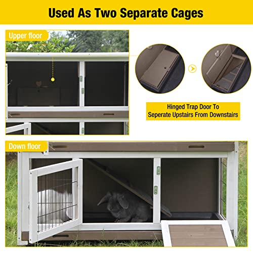 image for Aivituvin Rabbit Hutch Indoor and Outdoor 2- Story Bunny cage on Wheel