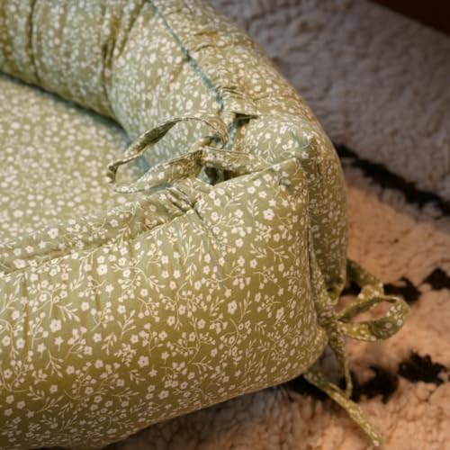 Image of CooCooBaby Infant Lounger, Baby Nest Cover for Baby Girls & Boys, Newborn Essentials for Baby 0-12 Months, 100% Cotton Breathable (Evergreen Muslin)