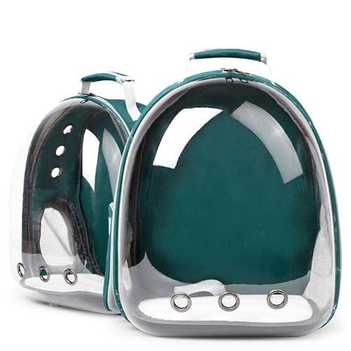 GerRiT 猫 キャリーバッグ 宇宙船カプセル型 広々空間 通気性 リュック大容量 旅行 散歩 災害避難用 (グリーン)