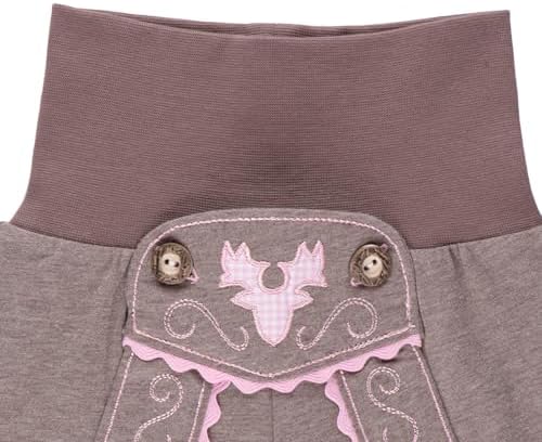 P.Eisenherz Babyhose 'LEDAHOSN' Im Lederlook - Hellgrau, Mit Hirsch-Applikation, Größe 62-92