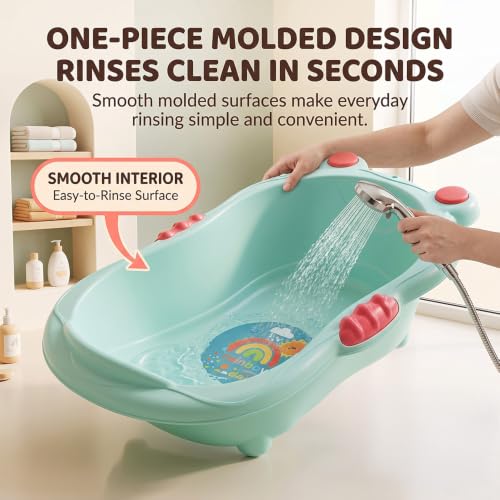 Image of StarAndDaisy Baby Bath Tub for 0-5 Years, Spacious Baby Bathtub with Smooth Rounded Edges, Raised Base, Easy Drain Plug, One-Piece Design, Infant Bath Tub for Newborns & Toddlers