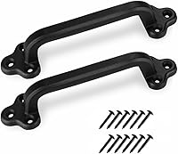 Vista 37 de Paquete de 2 manijas de barra recta de 8 pulgadas para puerta de granero, tiradores de hierro fundido negro para puertas correderas, puertas