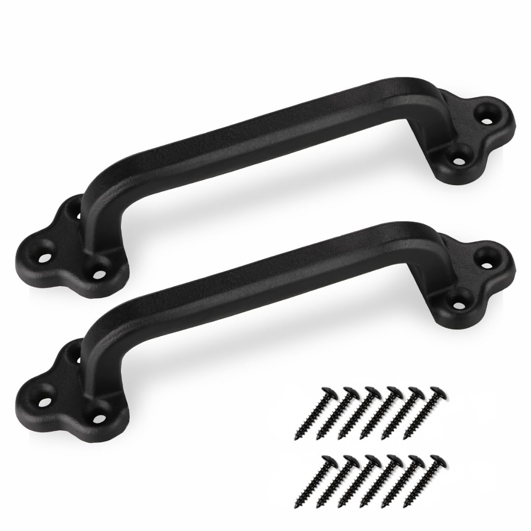 2 Pack 9" Clover Straight Barn Door Handle, Black Gate Pull