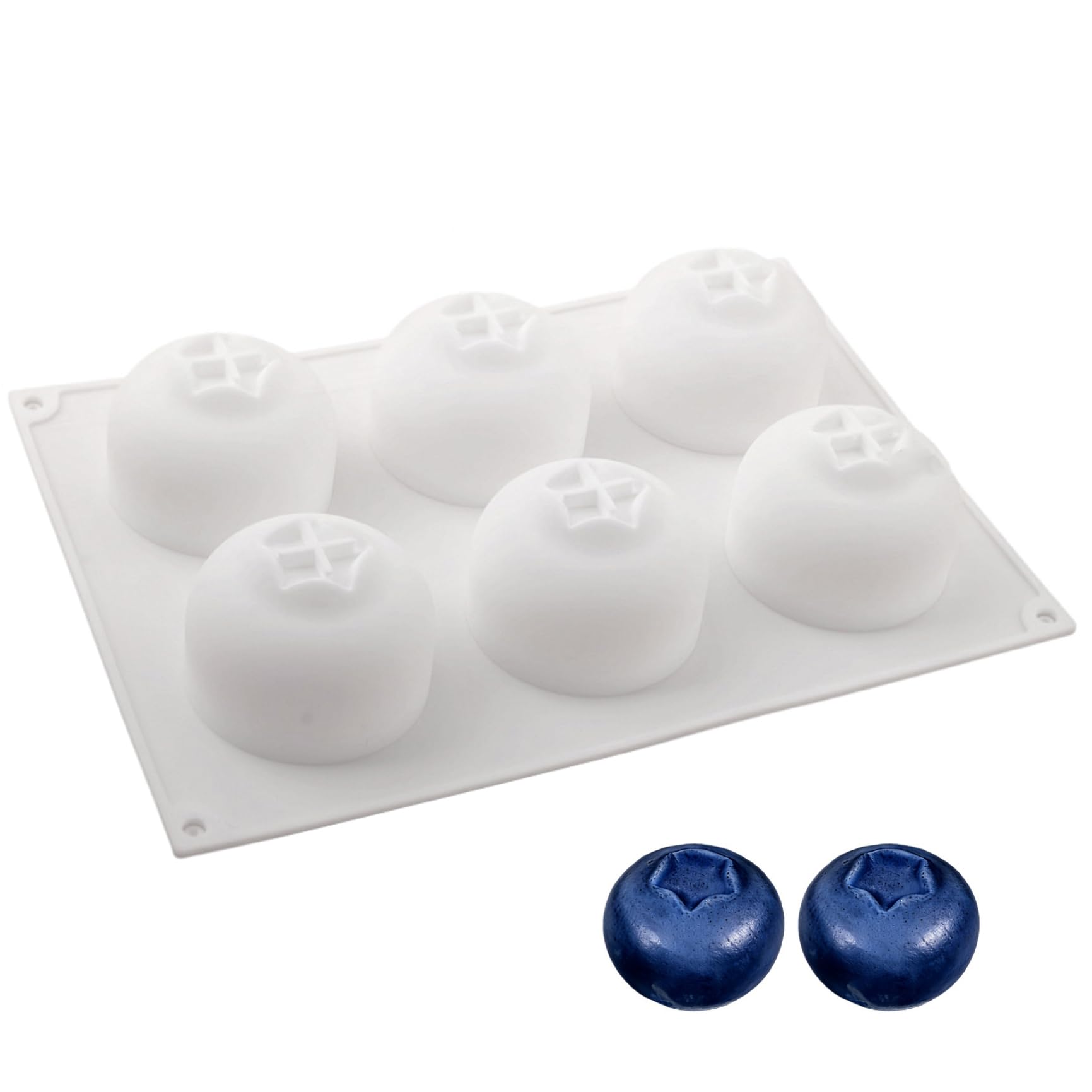 Stampi per snack alla frutta - Stampi per torta realistici con mousse ai mirtilli a 6 cavità, stampo in silicone alimentare a rilascio facile per snack, dessert, bianco, torta mousse, silicone alla f