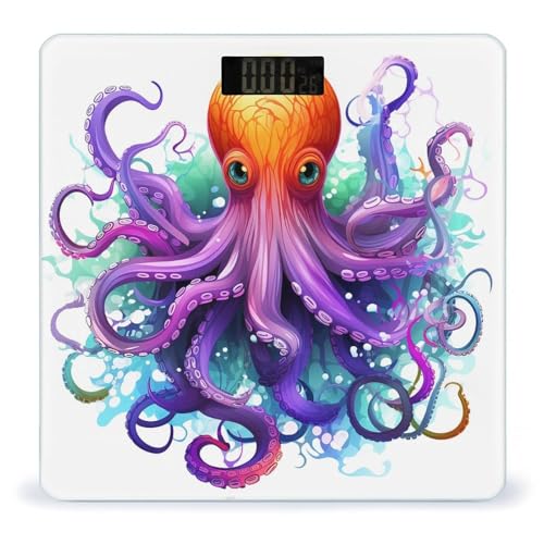Báscula Digital Baño Colorful Octopus de Vidrio Templado miniatura 1