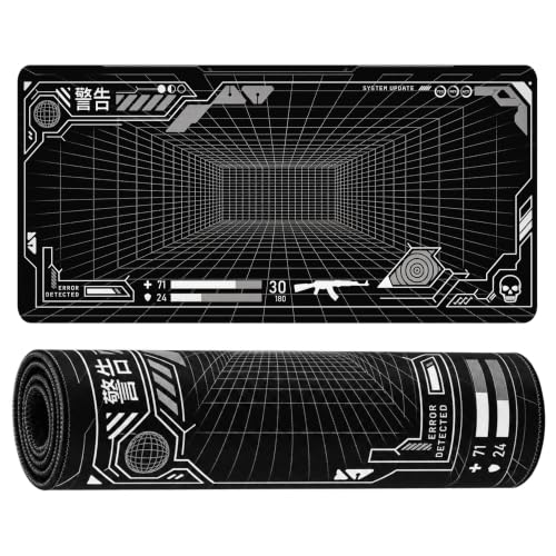 Image of Extended Desk Mat 458 x 915 mm | Premium Abstract Purple Desk Mat with Stitched Edges | 3mm Thick Non-Slip Desk Pad for Gaming, Office & Workstation (Gaming HUD)