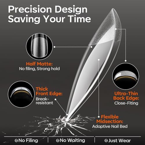 Image of modelones X Nail Gel Kit,10-in-One Glue Prep Dehydrator Lamp Gooseneck | 510Pcs Almond Nail Tips 15Size Medium Almond Press on Tip Adjustable U /V Light Easy Extension DIY Women Gift