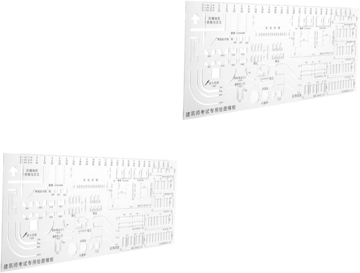 ULTECHNOVO 2pcs Ruler Drafting Tool for Architects Geometric Stencils Templates Plastic Ruler for Drawing Architecture Supplies