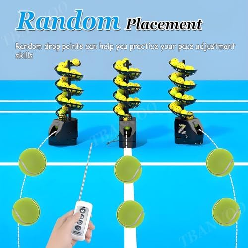 Cordless Control Tennis Ball Machine,Tennis Ball Tosser w/Triangular Base, 33 Ball, 60-103cm Height Adjustable for Self-Play Ball Launcher Beginners