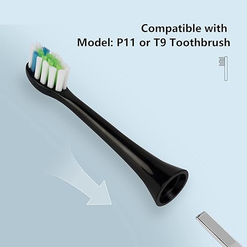 Miniatura 3 de Paquete de 12 cabezales de cepillo de dientes de repuesto compatibles con cepillo de dientes eléctrico Fairywill P11 T9, diseño de cerdas en forma