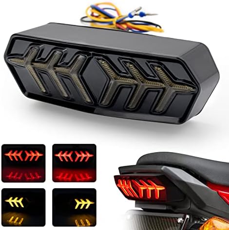 CHCSHH LED Motorcycle Tail Light Integrated Brake Rear Light with Turn Signals Compatible with Honda GROM MSX125/SF CB650F CBR650F CTX700N(Smoke Lens)