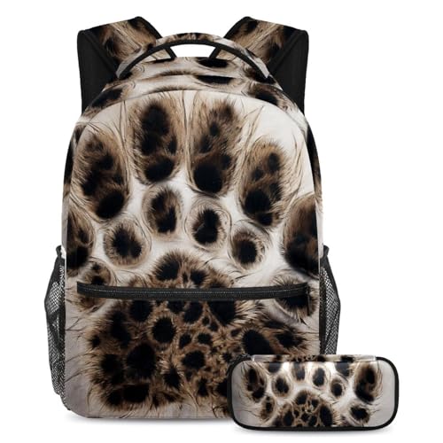 Cartables vintage empreintes de pattes de chien avec trousse | Lot de 9 grands sacs