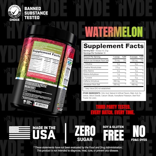 Image of ProSupps Mr. Hyde Signature V2, Pre Workout Powder with Creatine, Beta Alanine & Caffeine - Performance, Energy & Hydration - Clean Fitness & Gym Supplements for Men & Women (Watermelon, 30 Servings)