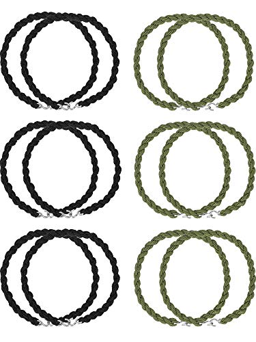 Jovitec 12 Pieces Elastic Boot Straps Military Leg Straps Blousing Garters with Metal Hooks for Navy Army Air Force (Green and Black)