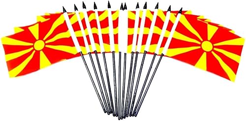 Miniatura 153 de Paquete de 12 banderas de escritorio de oficina en miniatura de poliéster internacional de 4 x 6 pulgadas, 1 docena de banderas pequeñas de 4 x 6