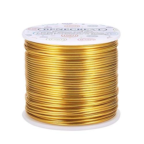 BENECREAT 15 Gauge 220FT Aluminum Wire Anodized Jewelry Craft Making Beading Floral Colored Aluminum Craft Wire - Gold