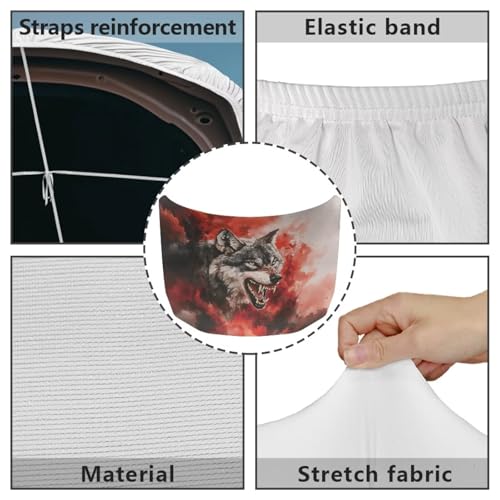 Image of Car Hood Cover Protector Stretchable 59x39 Inches Wolf Car Hood Wraps Vehicles Banner Outdoor Decorations for Compact Sedans SUV Trucks