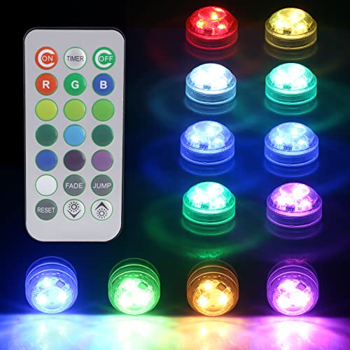 Mini RGB Unterwasser LED Licht: 12 Stück Wasserdichte Mini Licht RGB Multi...