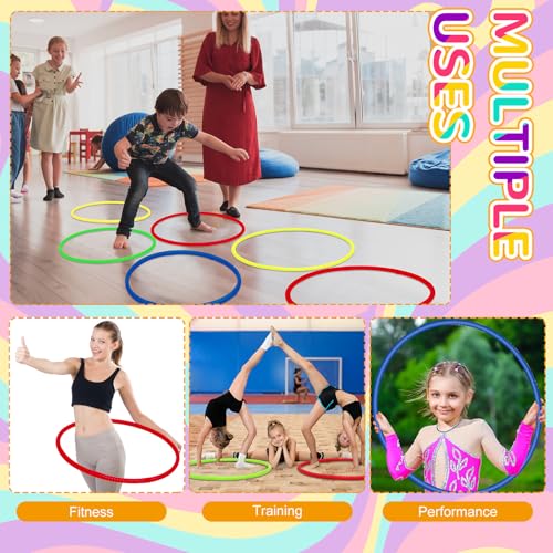 image for Sratte 8 Pcs Color Hoop Detachable Adjustable Hoop Exercise Ring Plast